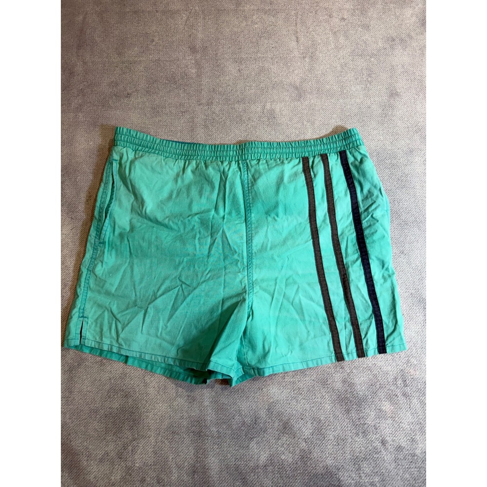 David Taylor Mens Teal Green Striped Swim Trunks Cotton Mesh Lined check photos